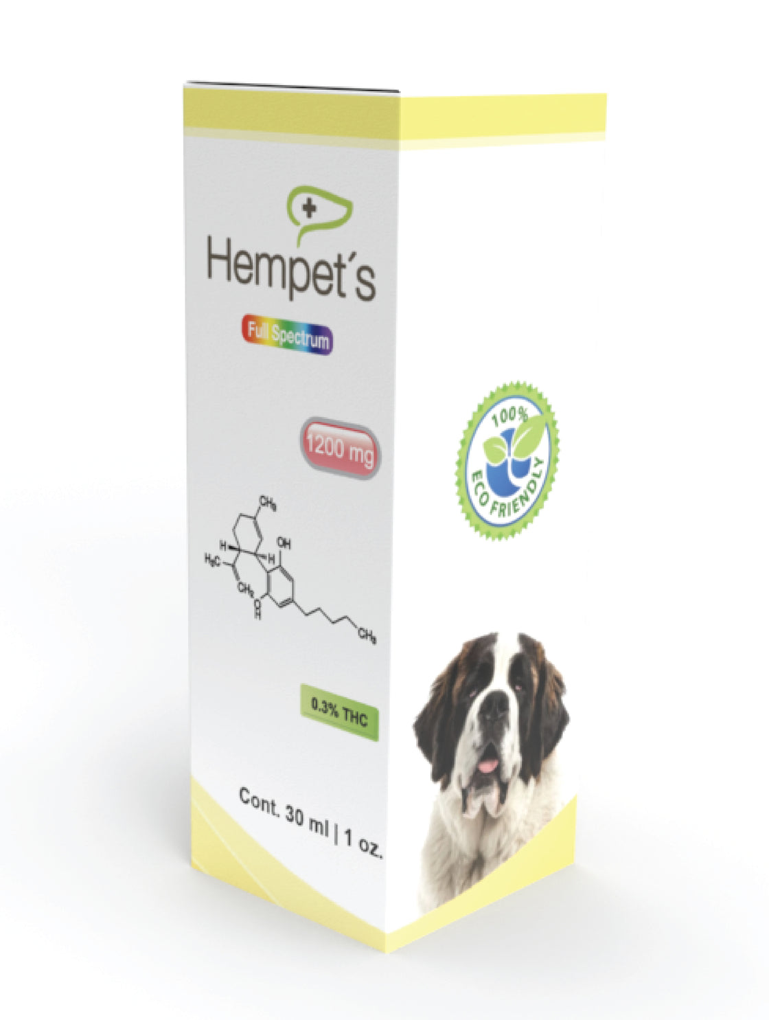  Caja de Hempets 1200 mg de aceite CBD full espectrum para mascotas, ideal para mejorar su bienestar.